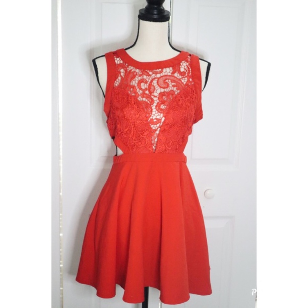 Akira Black Label Red Lace Dress Size Medium